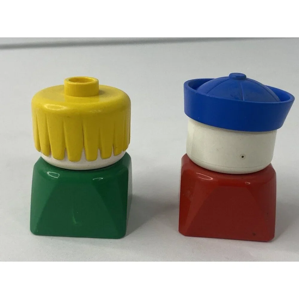 Duplo Lego Sailor And Boy W/ Blonde‎ Hair Vintage Red & Green Lot Of 2